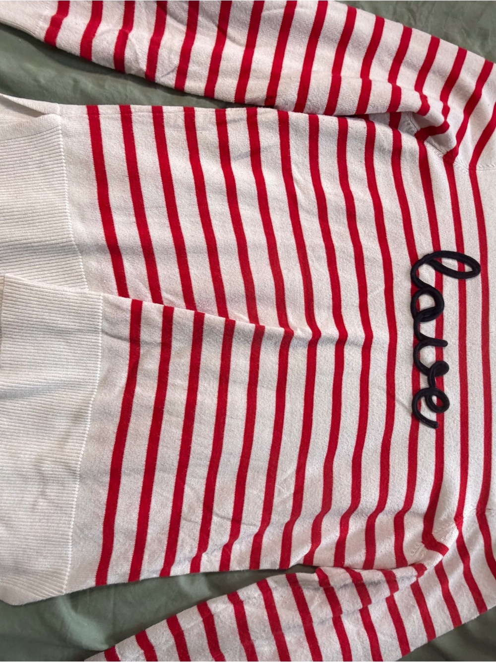 Marled Red and White Striped Crewneck Sweater